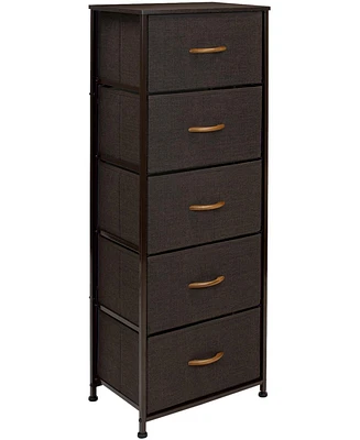 Sorbus Narrow 5 Drawers Nightstand with Steel Frame, Wood Top, Easy Pull Fabric Bins for Home, Bedroom, Office & Dorm