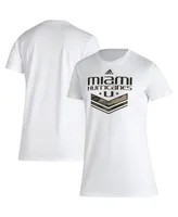 Women's adidas White Miami Hurricanes Military-Inspired Appreciation Aeroready T-shirt