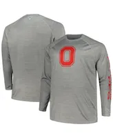 Men's Columbia Gray Ohio State Buckeyes Big and Tall Terminal Tackle Raglan Omni-Shade Long Sleeve T-shirt