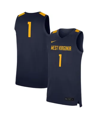 Men's Nike #1 Navy West Virginia Mountaineers Replica Jersey