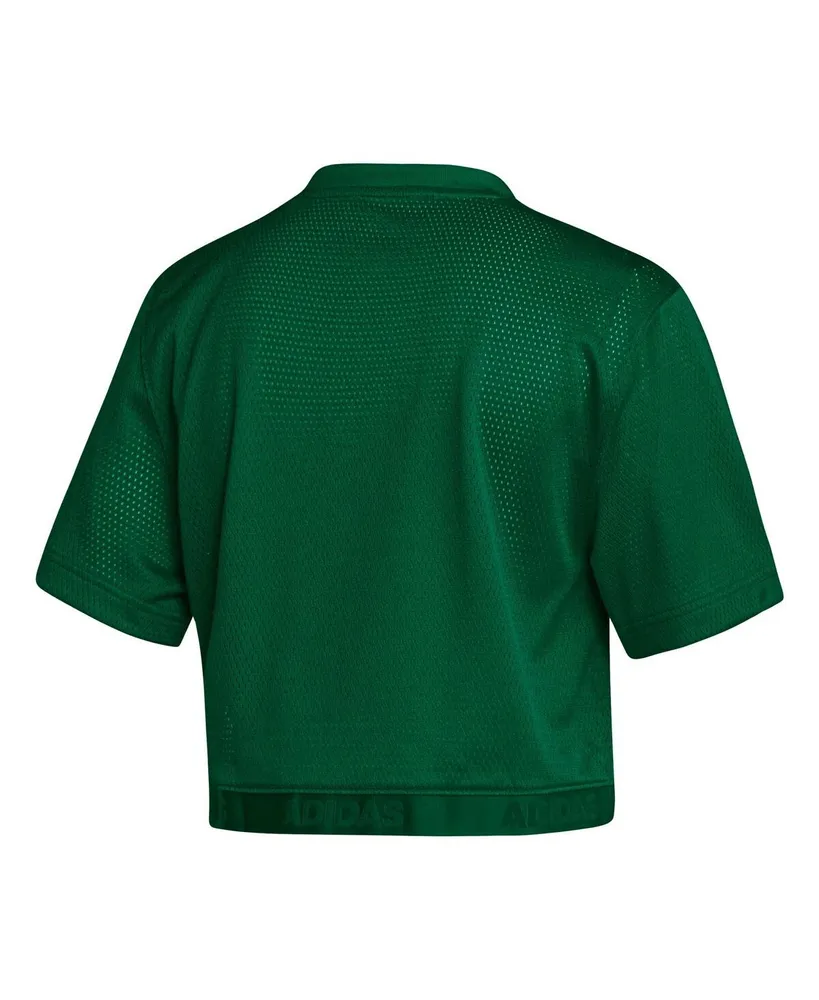 Women's adidas Green Miami Hurricanes V-Neck Cropped Jersey