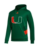 Men's adidas Green Miami Hurricanes Travel Aeroready Pullover Hoodie