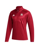 Men's adidas Scarlet Rutgers Knights Sideline Aeroready Raglan Sleeve Quarter-Zip Jacket