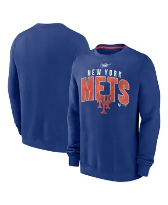 Men's Nike Royal Distressed New York Mets Cooperstown Collection Team Shout Out Pullover Sweatshirt