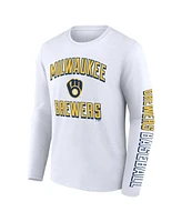 Men's Fanatics Navy, White Milwaukee Brewers Two-Pack Combo T-shirt Set