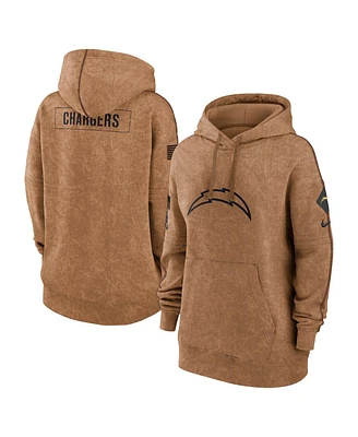 Women's Nike Brown Distressed Los Angeles Chargers 2023 Salute to Service Pullover Hoodie