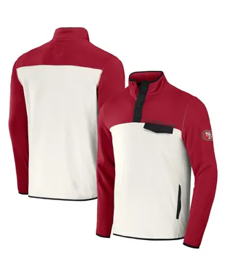 Men's Nfl x Darius Rucker Collection by Fanatics Scarlet, Cream San Francisco 49ers Micro Fleece Quarter-Snap Jacket