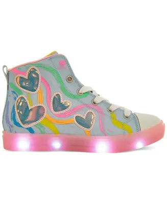 Skechers Little Girls Twinkle Sparks Ice - Sweetheart Shine Light Up Casual Sneakers from Finish Line