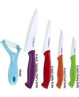 Cook N Home 9-Piece Ceramic Knife Set with Sheaths, Multicolor - Assorted Pre