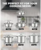 Cook N Home Stockpot with Lid, Basics Stainless Steel Soup Pot, 16-Quart