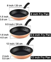 Cook N Home Nonstick Saute Omelet Skillet Fry Pan, 3 Piece set, 8, 9.5, and 12-Inch Copper