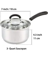 Cook N Home Saucepan Sauce Pot with Lid 3 Quart Stainless Steel, Stay Cool Handle, silver