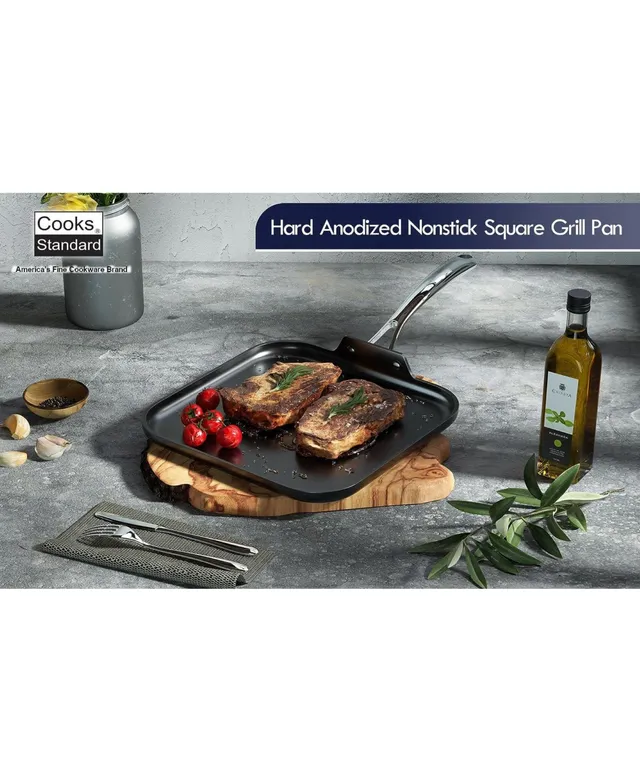 Cooks Standard Nonstick Square Grill Pan 11 x 11-Inch, Hard Anodized G