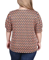 Ny Collection Plus Size Short Sleeve Balloon Sleeve Top with Hardware
