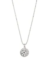 Ava Nadri Silver-Tone Cubic Zirconia Disco Ball Pendant Necklace 16"+2" extender