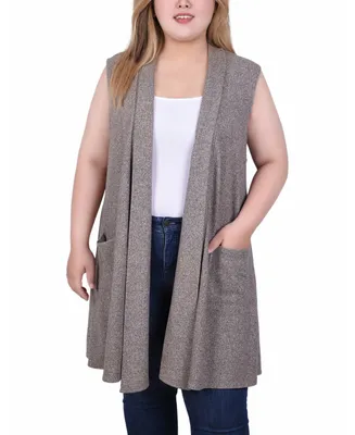 Ny Collection Plus Size Long Sleeveless Knit Vest