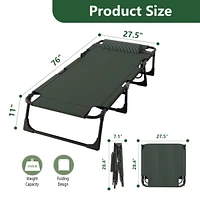 Inolait Adjustable 4-Position Folding Bed, Lounge Chair & Camping Cot with Pillow & Thicked Mattress