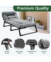 Inolait Adjustable 4-Position Folding Bed, Lounge Chair & Camping Cot with Pillow & Thicked Mattress