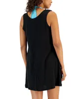 J Valdi Women's O-Ring Textured Tank Top Cover-Up Dress