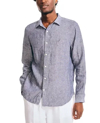 Nautica Men's Classic-Fit Long-Sleeve Button-Up Solid Linen Shirt