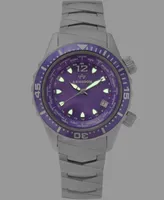 Abingdon Co. Women's Marina Diver's Multifunctional Titanium Bracelet & White Silicone Strap Watch 40mm