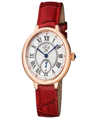 GV2 by Gevril Women's Rome Red Leather Watch 36mm
