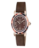 GV2 by Gevril Women's Marsala Tortoise Brown Leather Watch 36mm