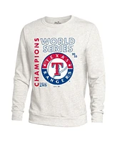 Men's Majestic Threads White Texas Rangers 2023 World Series Champions Tri-Blend Pullover Sweatshirt