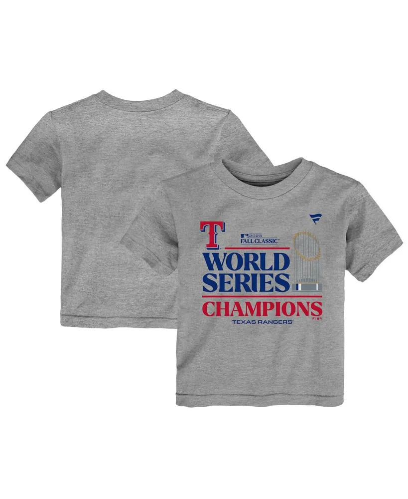 Toddler Boys and Girls Fanatics Heather Gray Texas Rangers 2023 World Series Champions Locker Room T-shirt