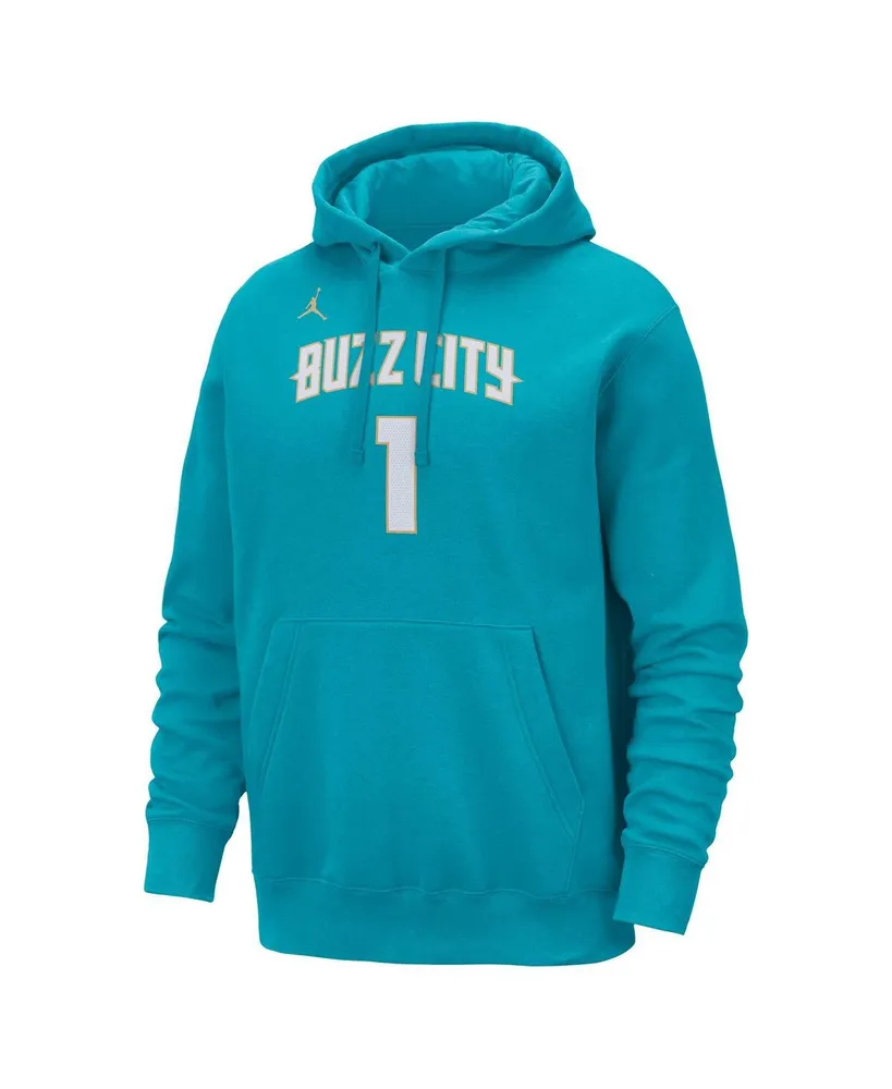 Men's Jordan LaMelo Ball Teal Charlotte Hornets 2023/24 City Edition Name and Number Pullover Hoodie