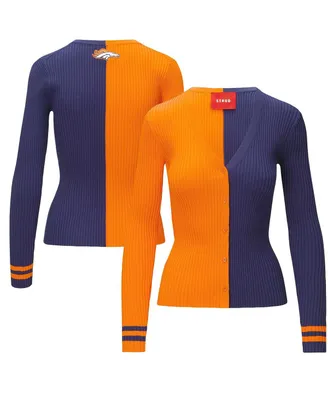 Women's Staud Orange, Navy Denver Broncos Cargo Sweater