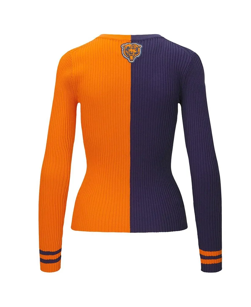 Women's Staud Navy, Orange Chicago Bears Cargo Sweater