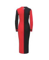 Women's Staud Black, Red Atlanta Falcons Shoko Knit Button-Up Sweater Dress