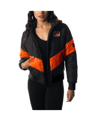 Women's The Wild Collective Black Cincinnati Bengals Puffer Full-Zip Hoodie Jacket