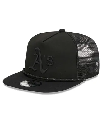 Men's New Era Oakland Athletics Black on Black Meshback Golfer Snapback Hat