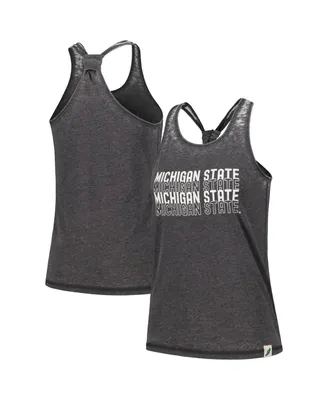 Women's League Collegiate Wear Black Michigan State Spartans Stacked Name Racerback Tank Top