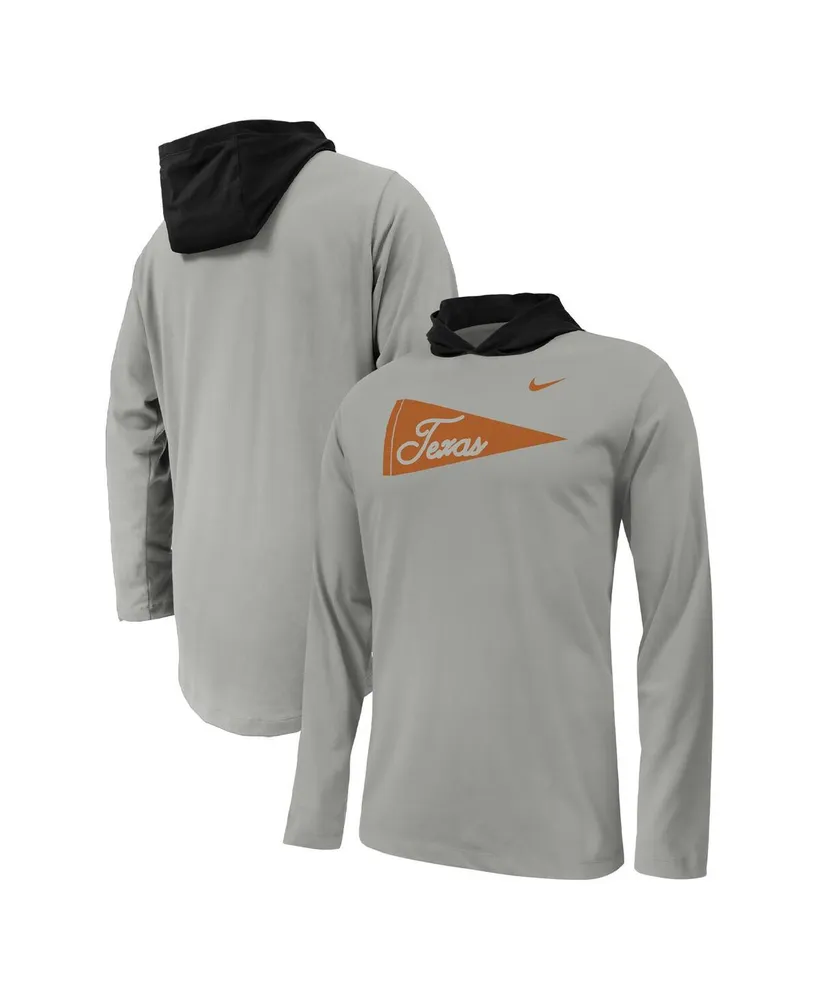 Big Boys Nike Gray Texas Longhorns Sideline Performance Long Sleeve Hoodie T-shirt