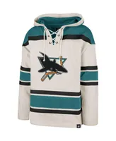 Men's '47 Brand Oatmeal San Jose Sharks Rockaway Lacer Pullover Hoodie