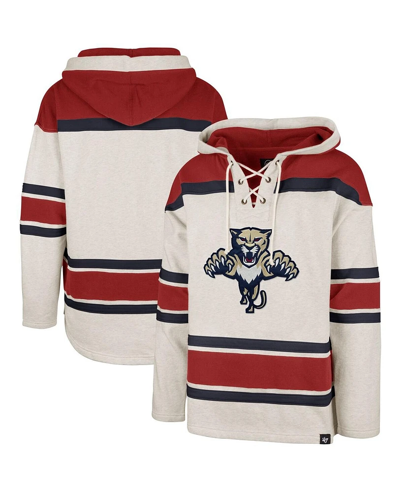 Men's '47 Brand Oatmeal Florida Panthers Rockaway Lacer Pullover Hoodie