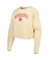 Women's League Collegiate Wear Cream Nebraska Huskers Classic Campus Corded Timber Sweatshirt