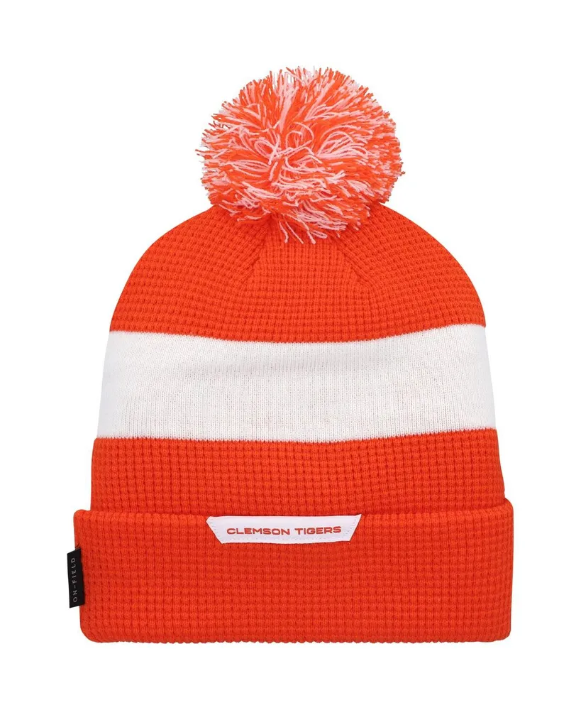 Men's Nike Orange Clemson Tigers Sideline Team Cuffed Knit Hat with Pom