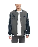 Men's Tommy Hilfiger Heather Gray, Navy Dallas Cowboys Gunner Full-Snap Varsity Jacket