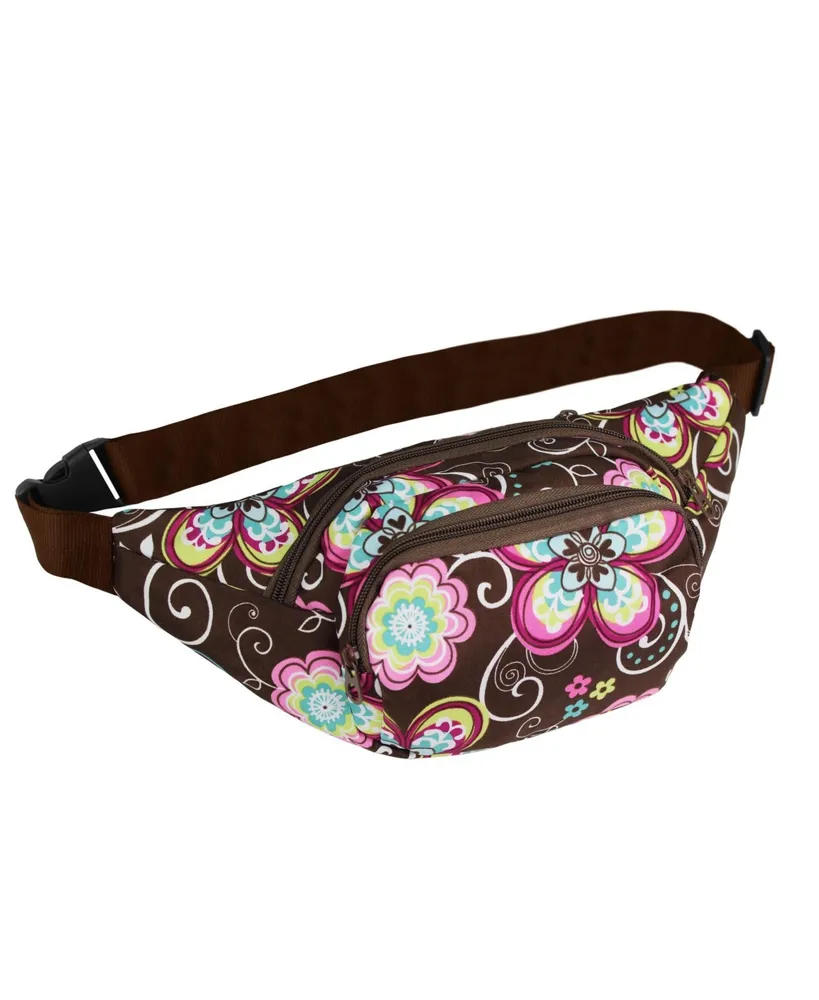 World Traveler Floral 14-Inch Fanny Pack Adjustable Crossbody Waist