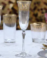 Lorren Home Trends Gold-Tone Embellished Champagne Flutes with Gold-Tone Rings, Set of 4