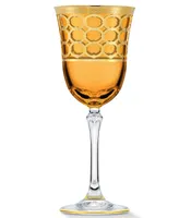 Lorren Home Trends Amber Color Wine Goblet with Gold-Tone Rings