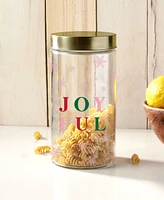 Style Setter Joyful Pink Snowflakes Glass Jar, 60 oz