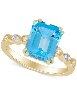Amethyst (3-1/20 ct. t.w.) & Diamond (1/20 ct. t.w.) Ring in 14K Yellow Gold (Also in Citrine, Blue Topaz, & Garnet)