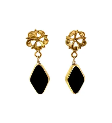 Fleur Art Deco Earrings in Black