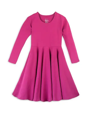 Mightly Toddler Fair Trade Organic Cotton Solid 3/4 Sleeve Twirl Dress