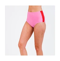 Calypsa Women's Color Block High-Waisted Bikini Bottom